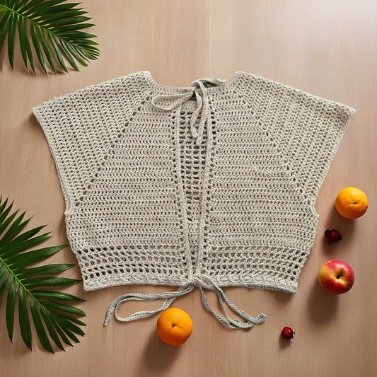 Handgehäkeltes Top mit Rückenschnürung