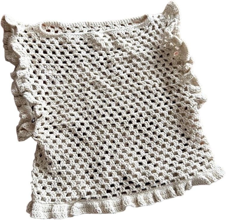 Gehäkeltes Top aus Baumwolle Beige Sommerlich