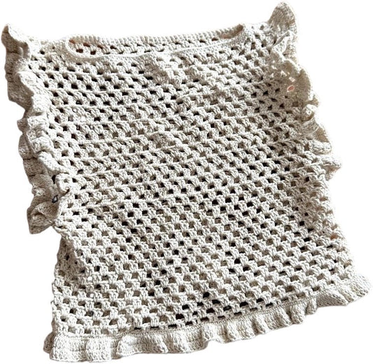 Gehäkeltes Top aus Baumwolle Beige Sommerlich