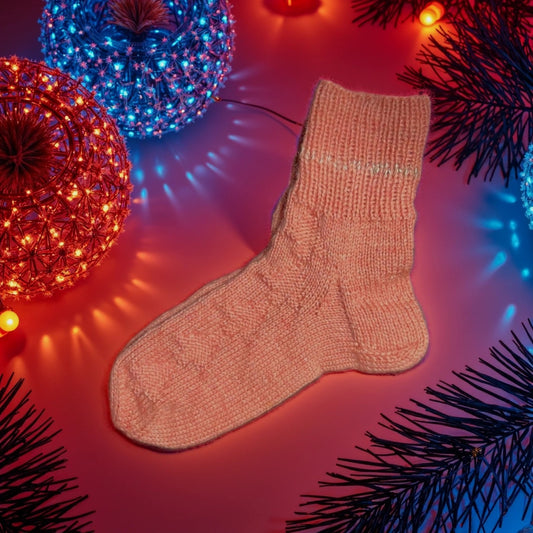 Warme Stricksocken Angora-Acryl mit Tannenmuster