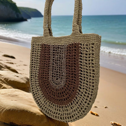 Crocheted tote bag with openwork pattern