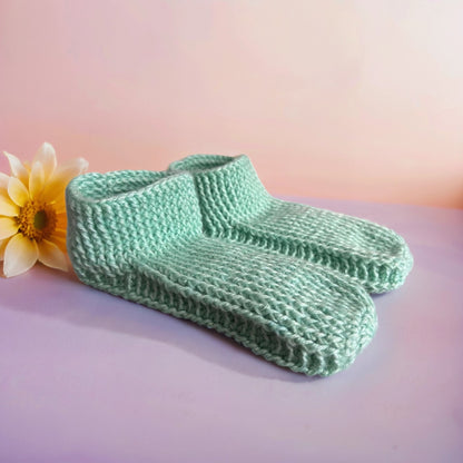 Hausschuh-Socken aus Merinowolle & Seide