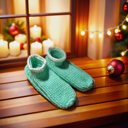 Hausschuh-Socken Merinowolle & Seide Mint