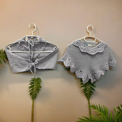 Handgestrickt Crop-Top mit Ananas & Shorts