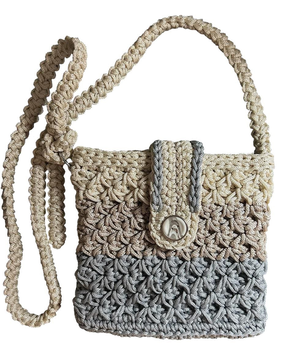 Handgestrickt Mini-Umhängetasche aus Baumwolle