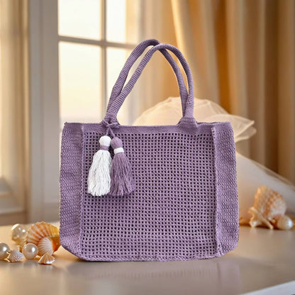 Handgestrickt Shopper-Tasche mit Quasten