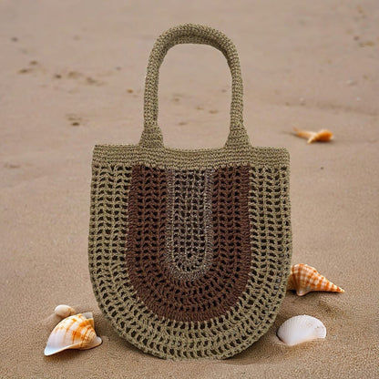 Crocheted tote bag with openwork pattern