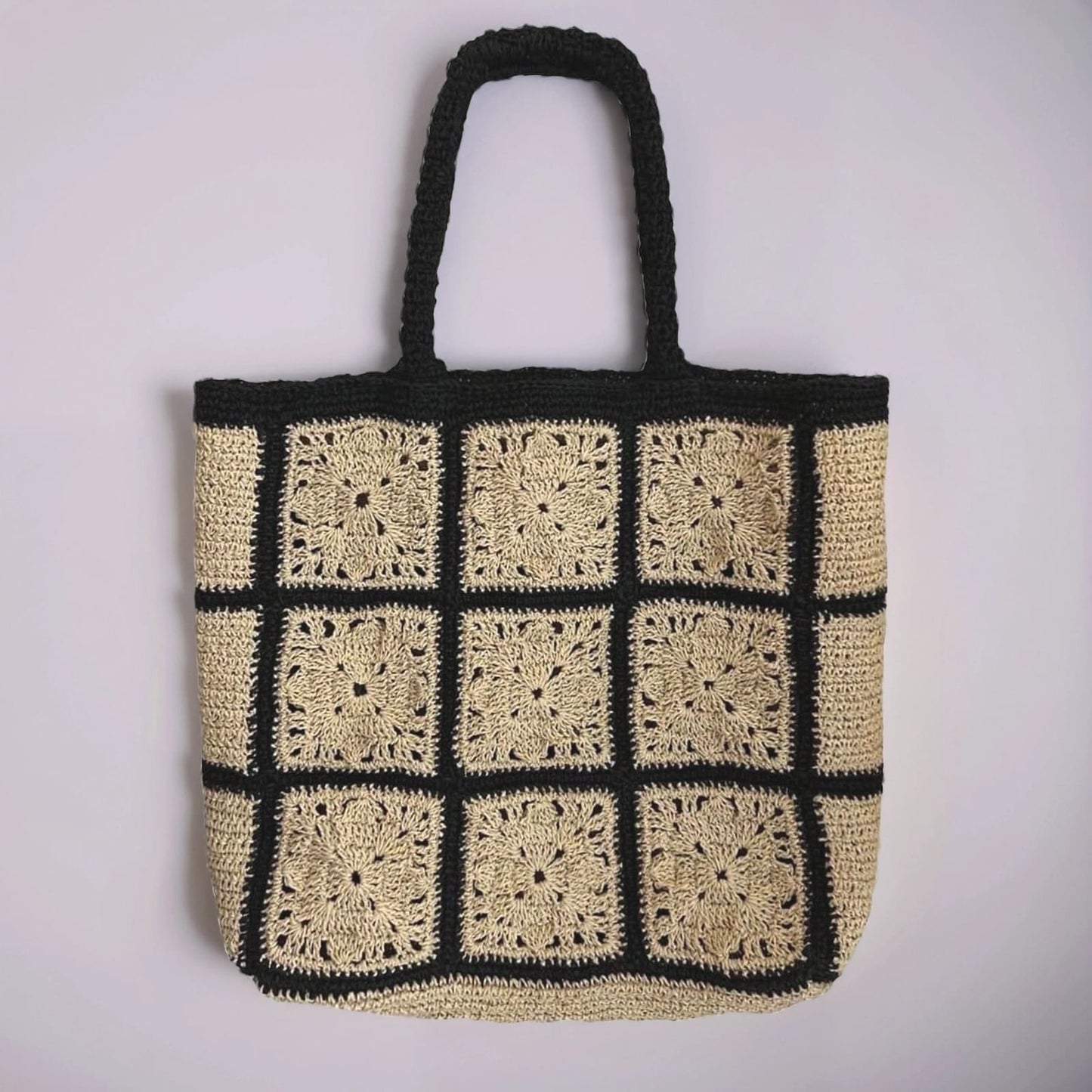 Handgestrickt Shopper-Tasche aus Raffia