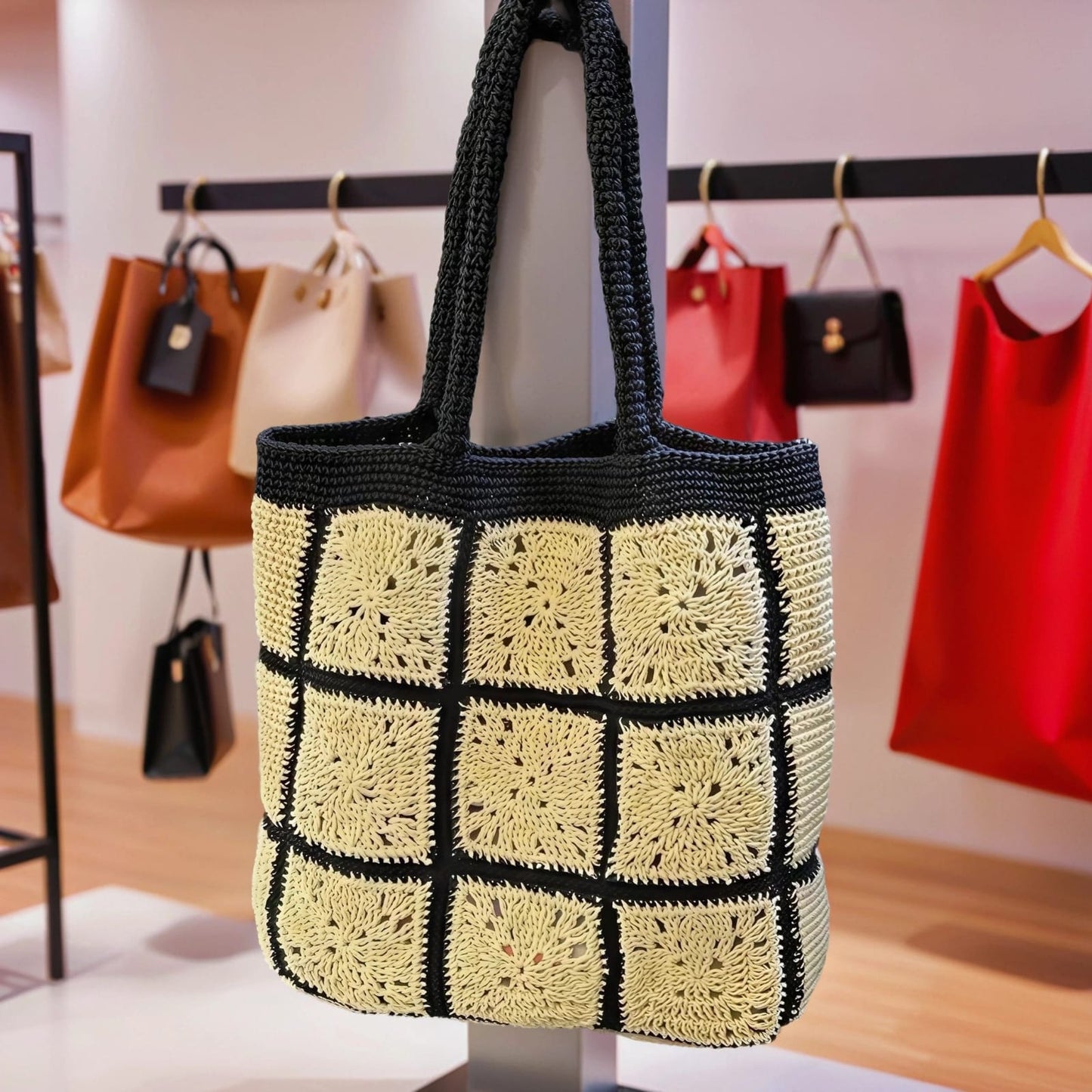 Handgestrickt Shopper-Tasche aus Raffia