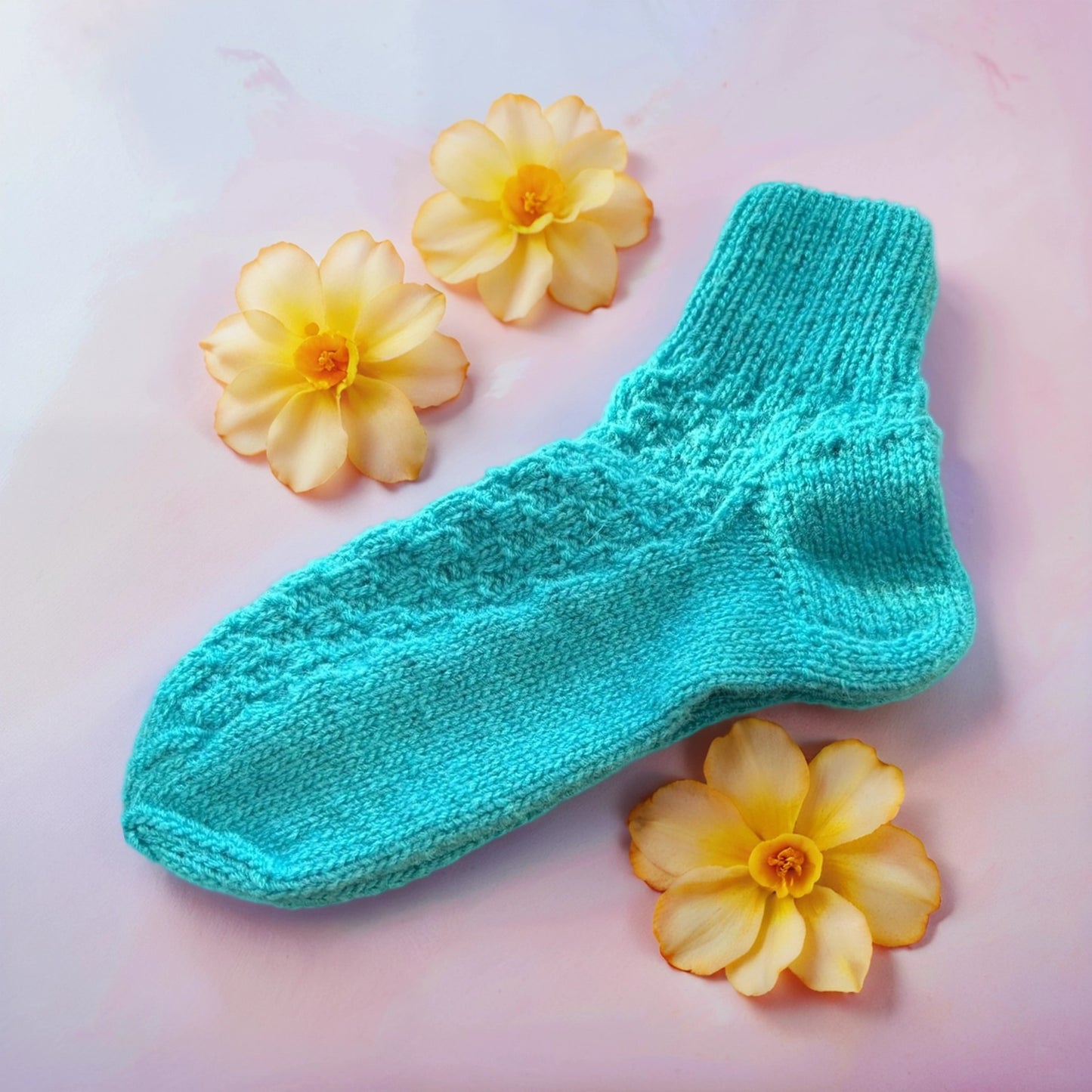 Handgemachte Socken aus Merinowolle und Acryl