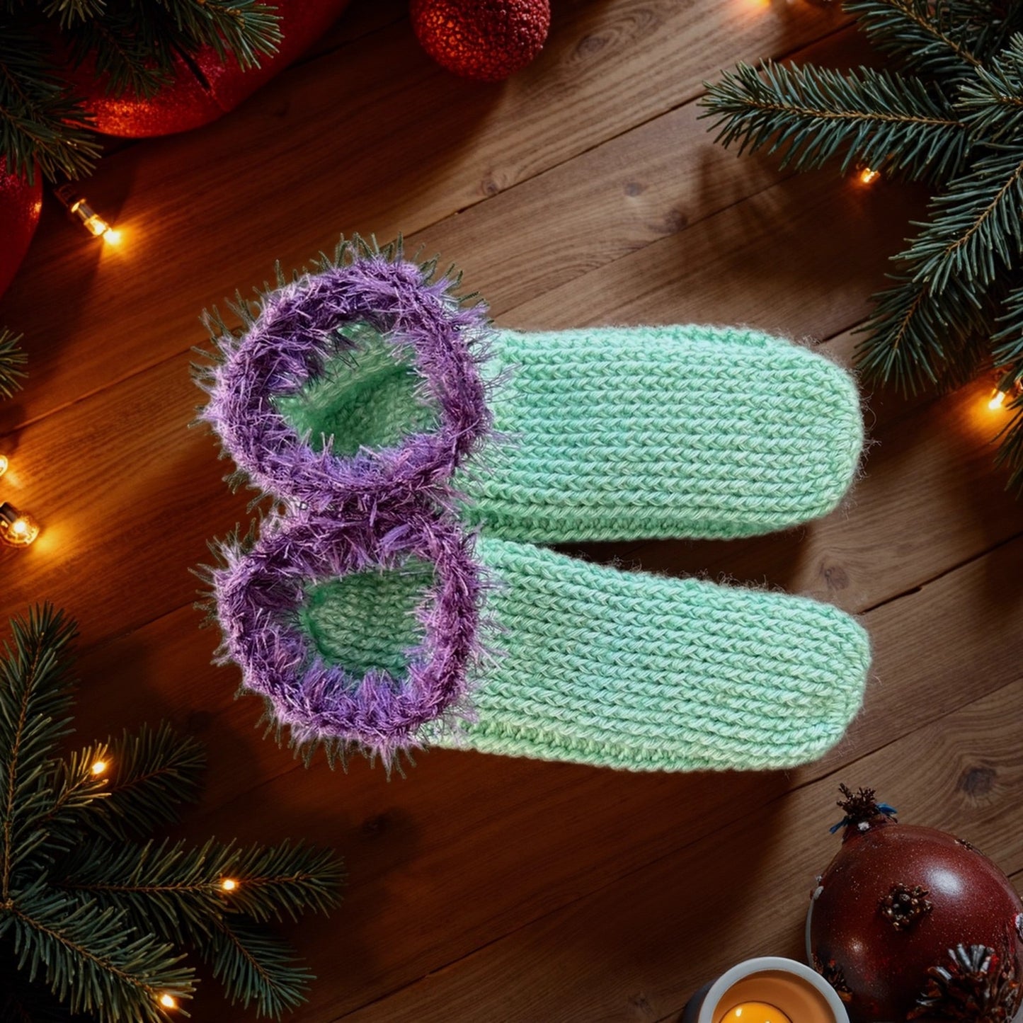 Hausschuh-Socken aus Merinowolle