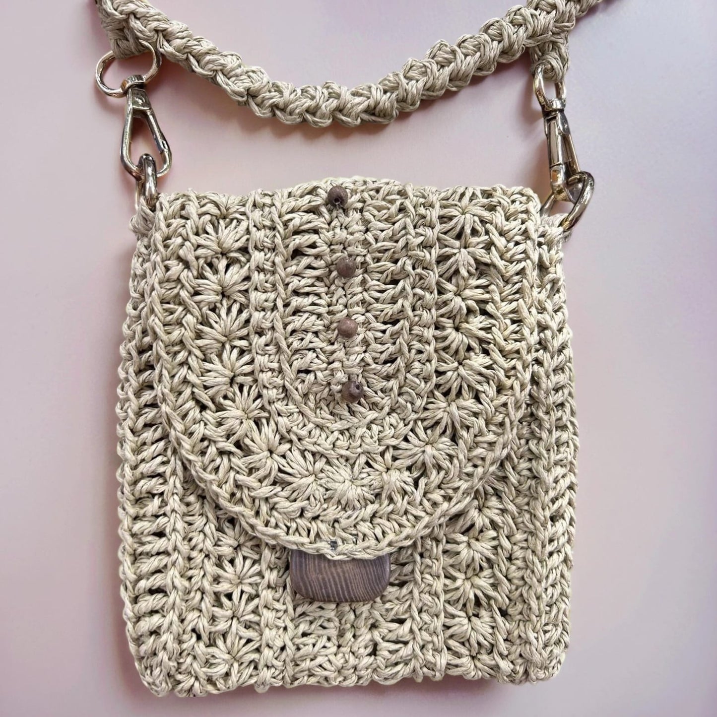 Handgestrickt Mini-Tasche aus Raffia