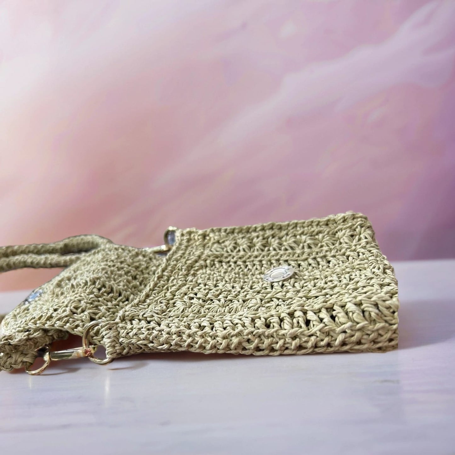 Handgestrickt Mini-Tasche aus Raffia