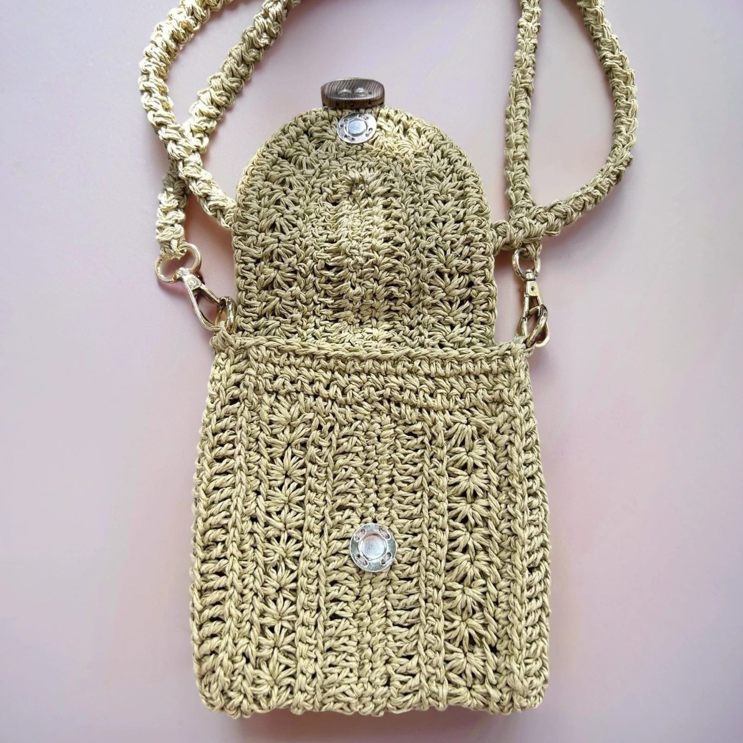 Handgestrickt Mini-Tasche aus Raffia