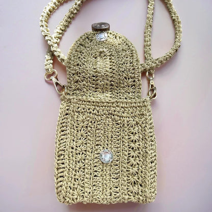 Handgestrickt Mini-Tasche aus Raffia