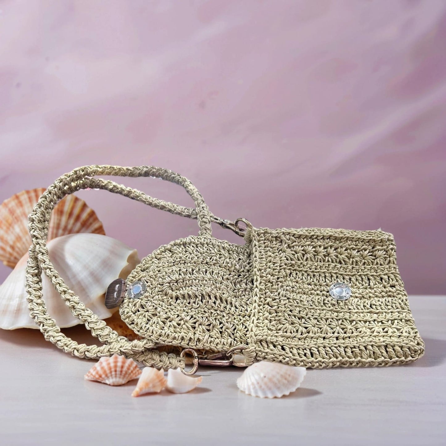 Handgestrickt Mini-Tasche aus Raffia