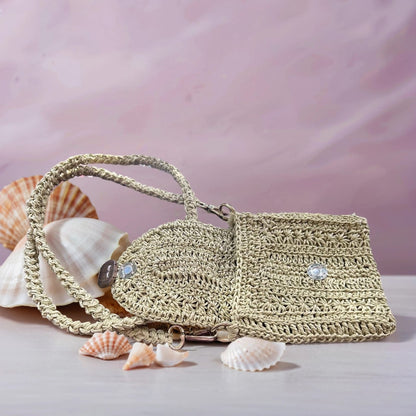 Handgestrickt Mini-Tasche aus Raffia