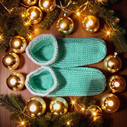 Hausschuh-Socken Merinowolle & Seide Mint