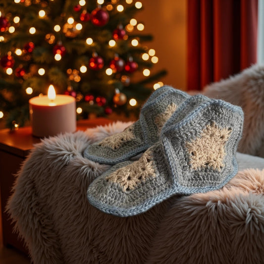 Hausschuh-Socken aus Wolle & Mohair