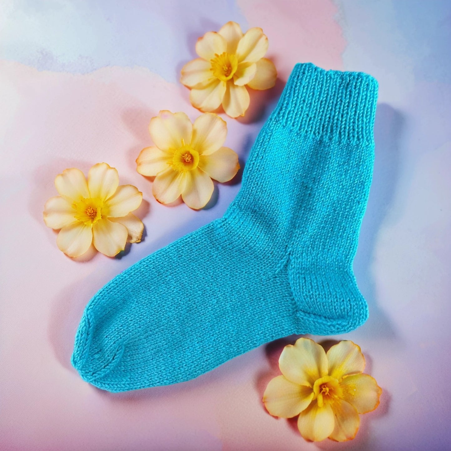 Handgemachte Socken aus Merinowolle und Acryl