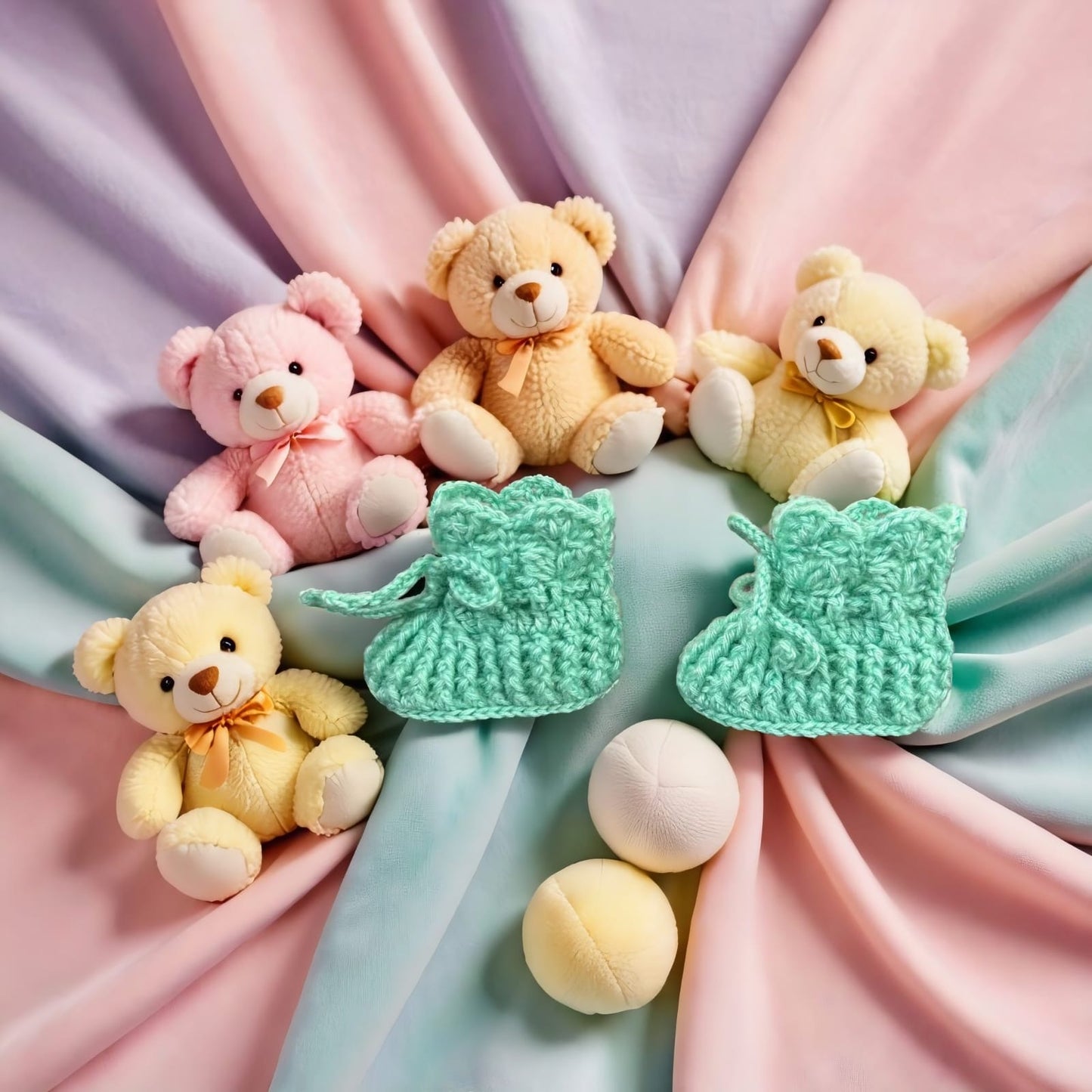 Детский комплект ручной работы из шерсти и шелка.