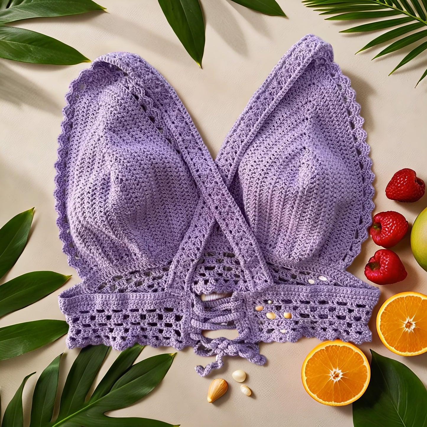 Handgestricktes lila Top