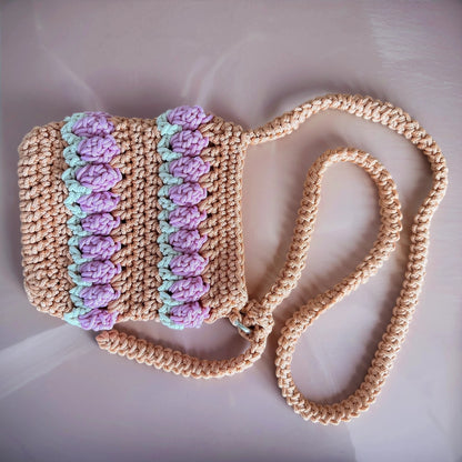 Handgestrickt Mini-Umhängetasche Frühlingserwachen