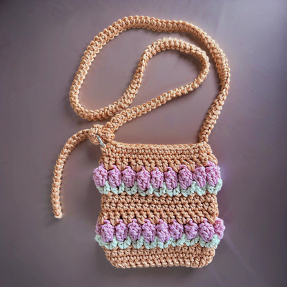 Handgestrickt Mini-Umhängetasche Frühlingserwachen