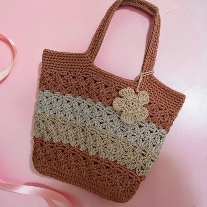 Handgestrickt Tasche Blume am Strand mit Sternenmuster