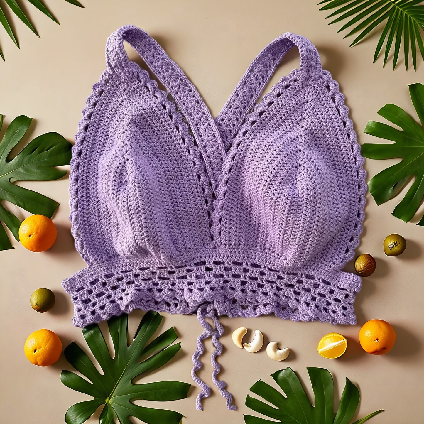 Handgestricktes lila Top