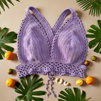 Handgestricktes lila Top