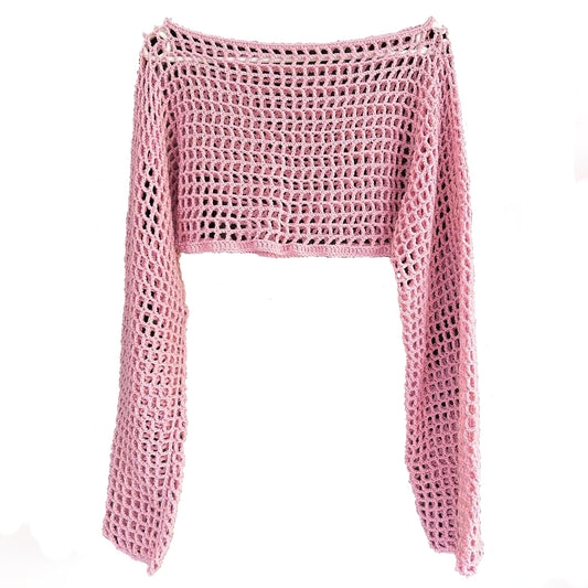 Handgestrickt Langarm-Netzpullover