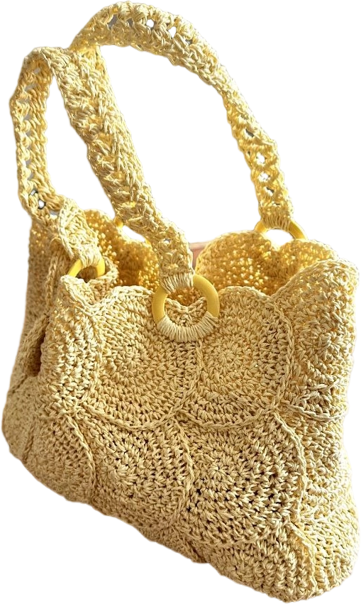 Handgestrickt Raffia-Tasche Sonnenstrahlen