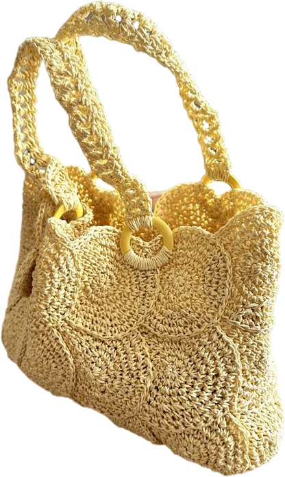 Handgestrickt Raffia-Tasche Sonnenstrahlen