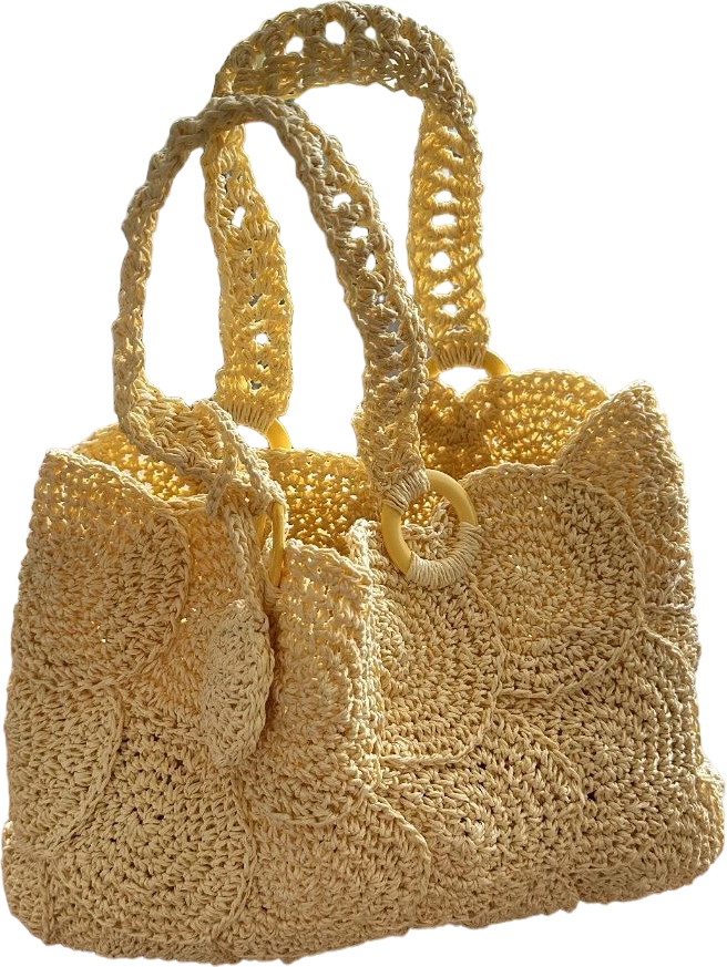 Handgestrickt Raffia-Tasche Sonnenstrahlen