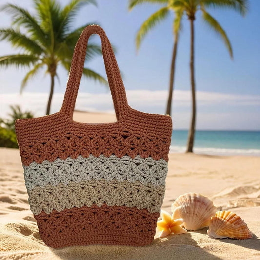Handgestrickt Tasche Blume am Strand mit Sternenmuster
